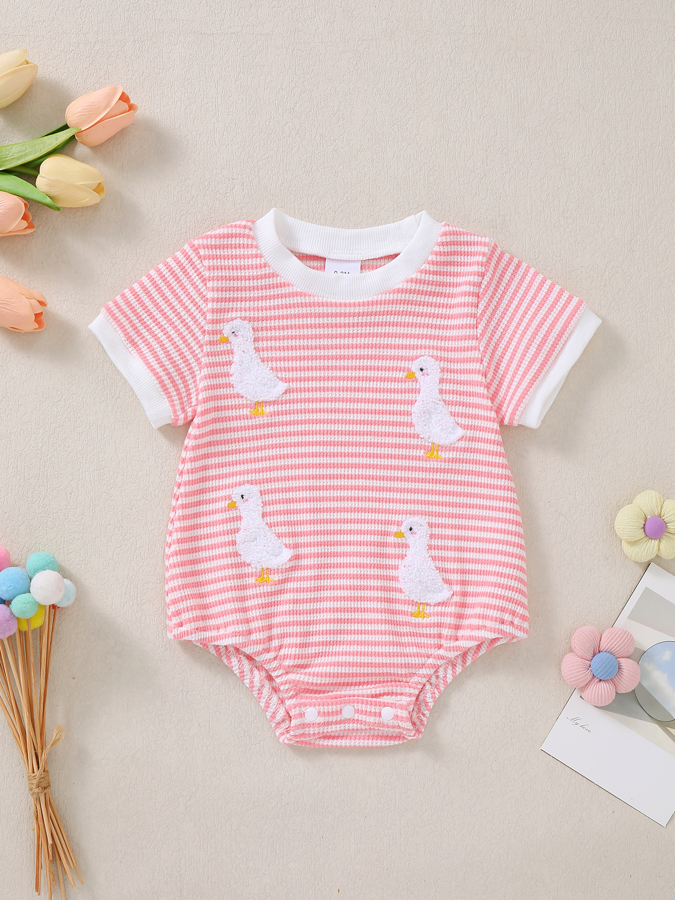Baby Clothing Designer - Baby Girl Summer Pink Stripes Short