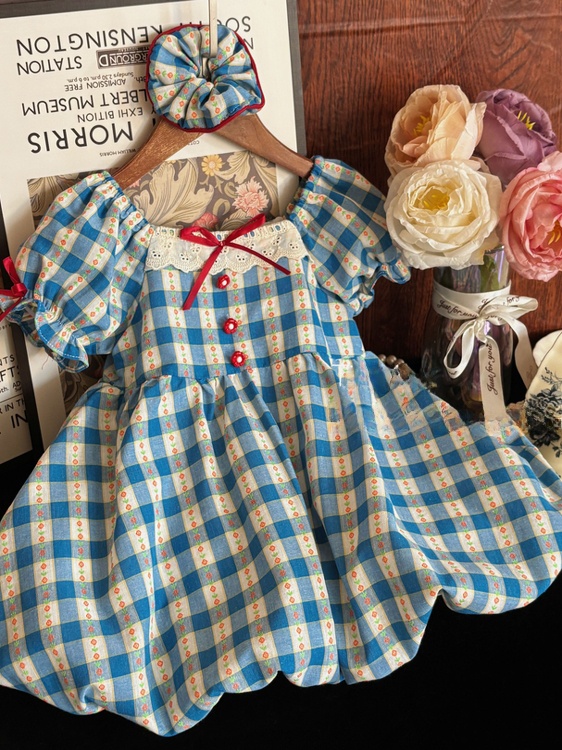Baby Clothing In Summer - Girls Summer Plaid Dress Baby Short