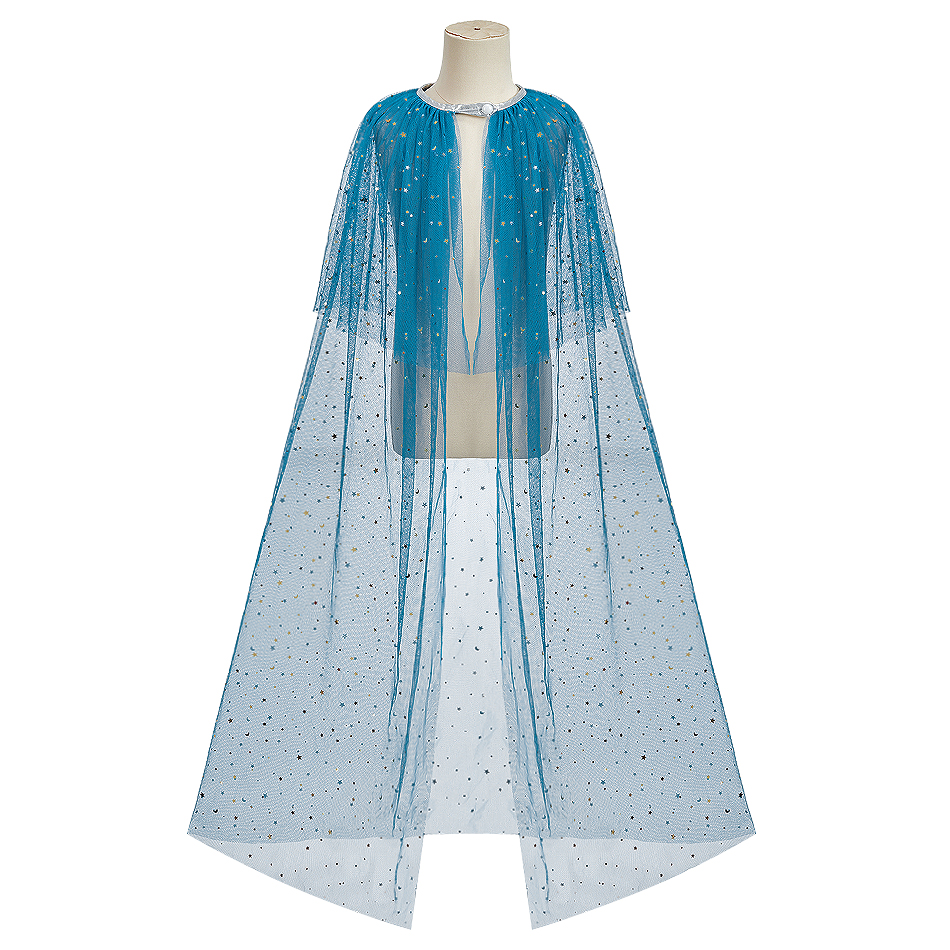 Baby Clothing Sizes - Girls Shiny Blue Princess Cloak Kids