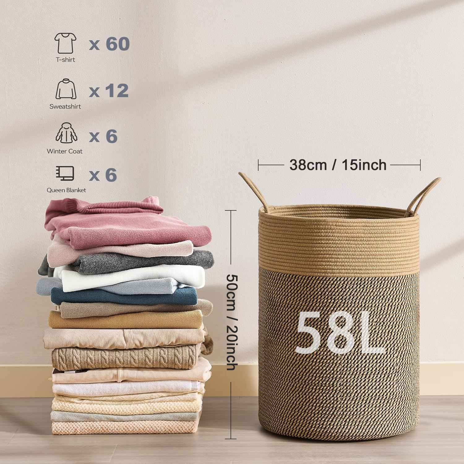 Large Storage Basket Tall Wove - Baby Clothing Hamper ulasan dan harga