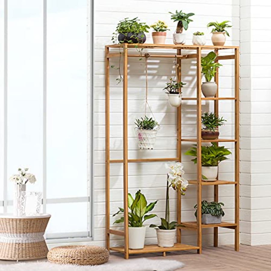 Bamboo Clothing Rack with 6 Ti - Baby Clothing Organizer ulasan dan harga