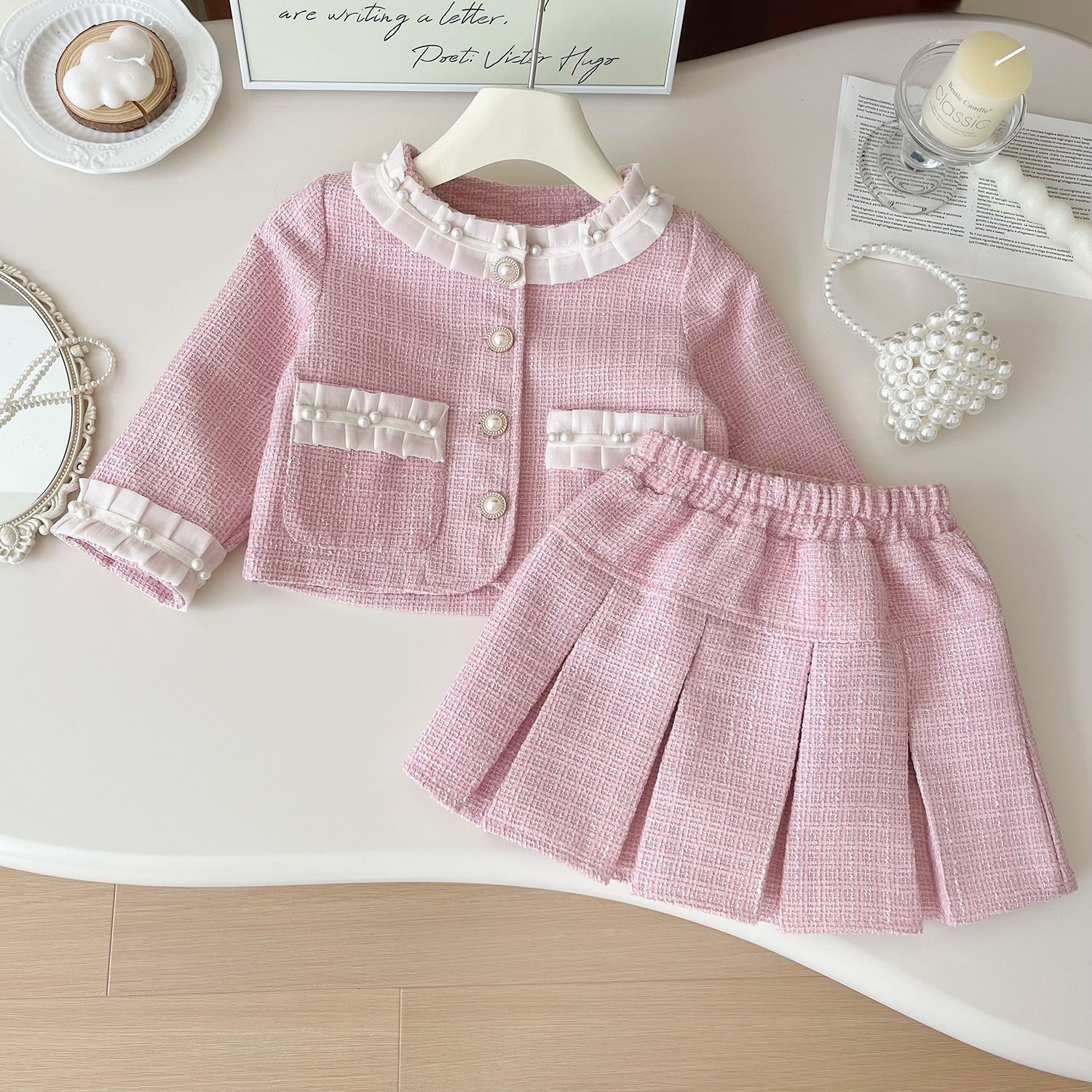 Tweed Pink Girl Boutique Outfi - Baby Clothing Designer ulasan dan harga
