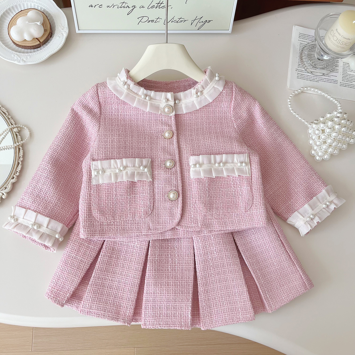 Tweed Pink Girl Boutique Outfi - Baby Clothing Designer ulasan dan harga