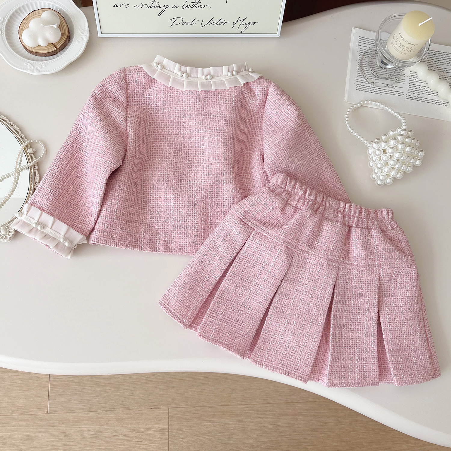Tweed Pink Girl Boutique Outfi - Baby Clothing Designer ulasan dan harga