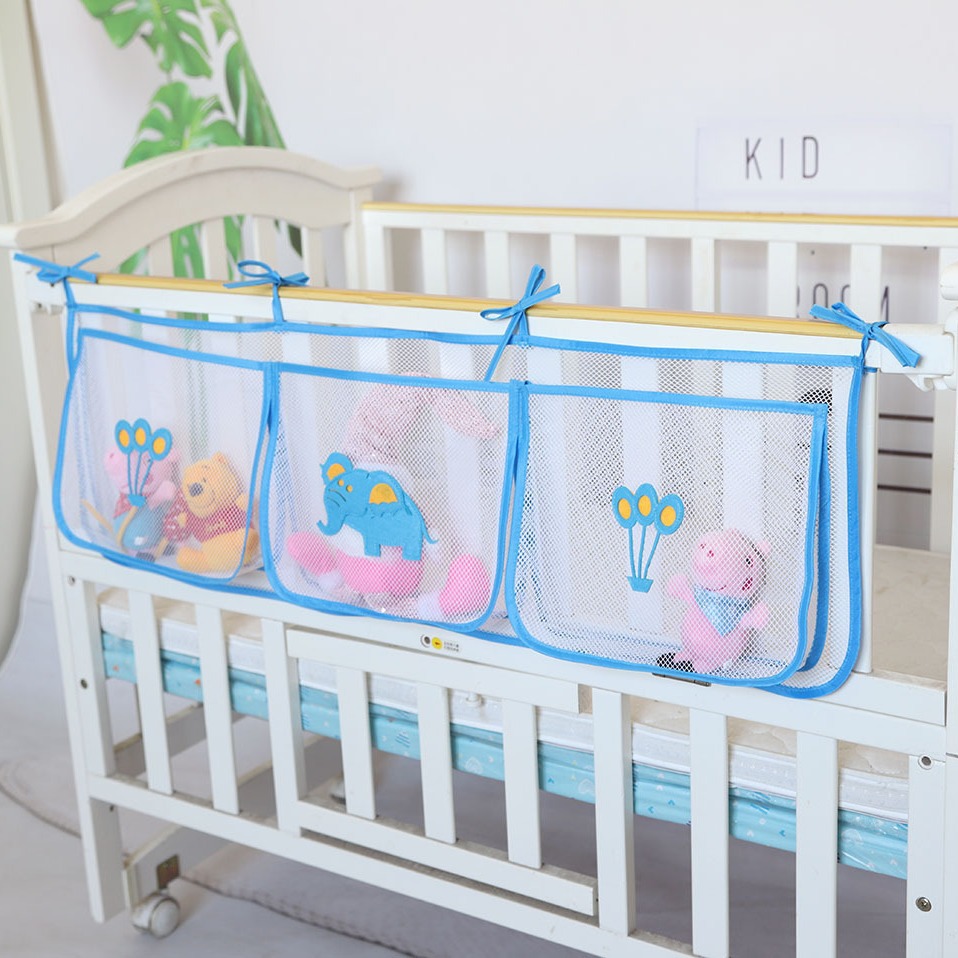 Cartoon Crib Storage Bag 3grid - Baby Clothing Hamper ulasan dan harga