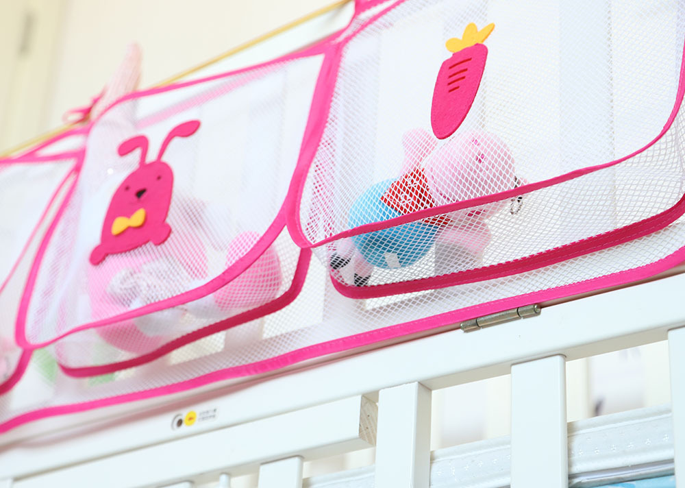 Cartoon Crib Storage Bag 3grid - Baby Clothing Hamper ulasan dan harga