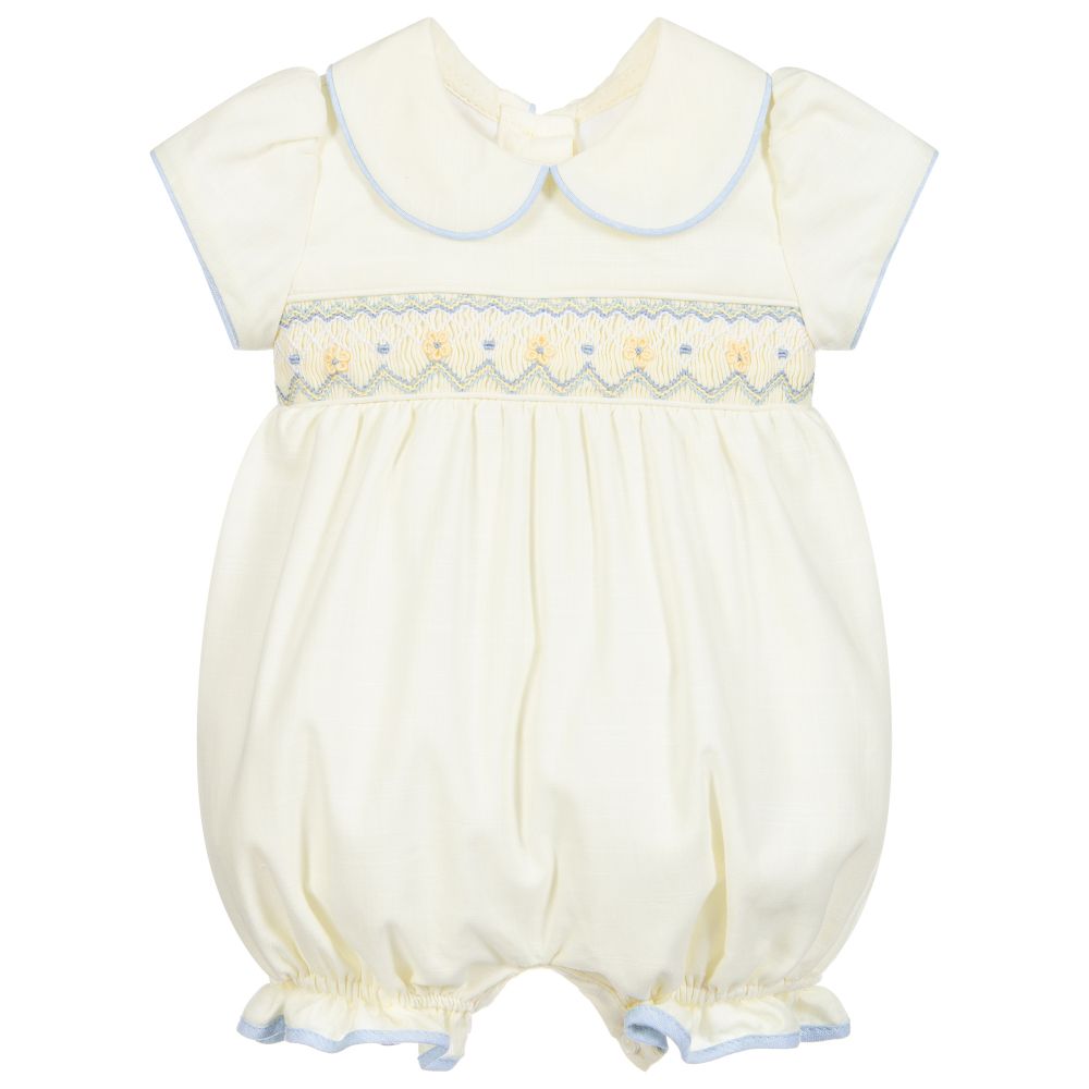 Baby Smocked Yellow Rompers in - Baby Clothing Made In Usa ulasan dan harga